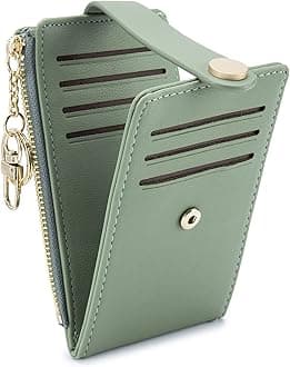 POIUGOYA Slim Wallet for Women, RFID Blocking Credit Card Holder with Coin Pocket, ID Window and Key Chain