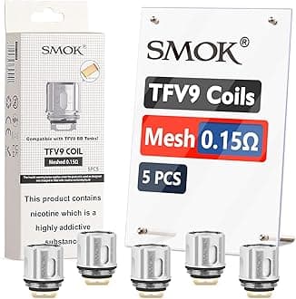 SMOK TFV9 Meshed 0.15ohm Coils, for TFV9 Tank, for TFV9 Mini Tank (5pcs, No Nicotine) AMZ UK Edition with Exclusive Barcode