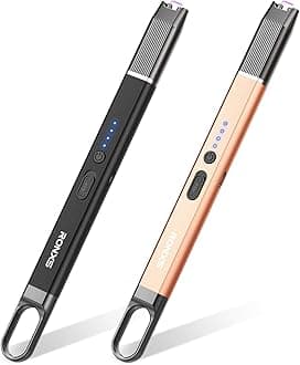2 Pack USB Electric Arc Lighter, Rechargeable, Windproof, Flameless, Multi-purpose, Modern, Multicolor Plastic Lighter