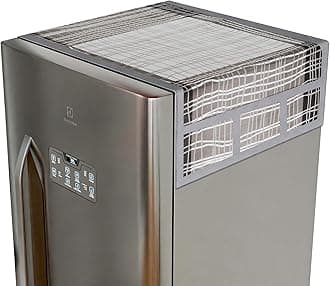 Kuber Industries Fridge Top Cover | PVC Fridge Top Cover | Black Lining Fridge Top Cover | Refrigerator Cover with 6 Side Pockets | Refrigerator Top Protector | Appliance Cover | Gray