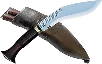 Gurkha Kukri Knife Super Mini Jungle Authentic Hand-Hammered Hand Forged 6" Carbon Steel Blade Full Tang 11" Kukri Khukuri With Leather Sheath & 2 Small Knives - Handmade In Nepal