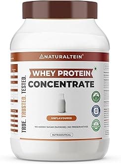 Natural Whey Protein Concentrate Unflavoured - 1 kg (Naturally flavored, Non GMO, No Artificial Sweeteners)
