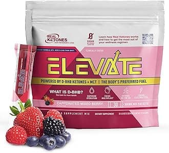 Real Ketones MCT & BHB Exogenous Ketones Drink Mix Packets Elevate Keto Electrolytes Powder Packets No Sugar with 4 Main Electrolytes Plus Hydrating Proprietary Keto BHB (30 Pack, Mixed Berry)