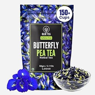 BLUE TEA - Butterfly Pea Flower Tea - 2.11 Oz (150+ Cups) | Antioxidant Rich | Chemical Free - Herbal Tea - Caffeine free - Non Bitter - No Preservatives | Zipper Pack