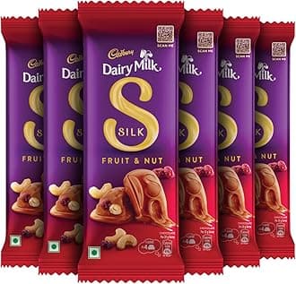 Dairy Milk Silk Fruit & Nut Chocolate Bar,55 g (Pack of 6)
