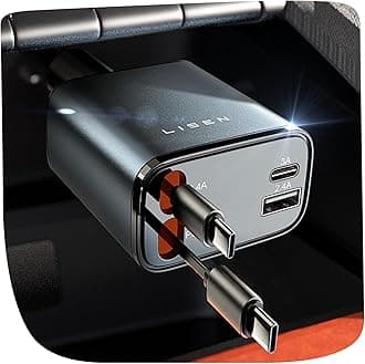 LISEN Retractable Car Phone Charger Cigarette Lighter USB Charger 69W Car Charger USB C Fast Charge Car Accessories Gadgets Christmas for Gifts for Men Women for iPhone 17 Pro Max, Dual Type-C