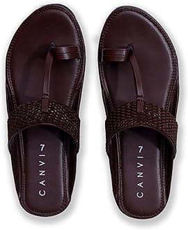 CANVI Stylish | Fancy | Comfortable Kolhapuri Chappal Sandal Slipper for Men Stylish Faux Leather Men's Kolhapuri Slippers Thong Sandals for Men Stylish & Comfortable