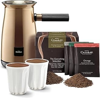 Hotel Chocolat Velvetiser - In-Home Hot Chocolate Machine - Barista-Grade Hot Chocolate Maker - Copper Edition - Complete Starter Kit - 2 Ceramic Podcups & 10 Single-Serve Sachets