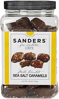 Milk Chocolate Sea Salt Caramels, Kettle Cooked Caramel Covered in Milk Chocolate, 28 oz Gift Tub