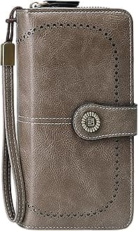 Rfid Wallet Women,2024 New Leather Wristlet Wallets for Women,Bifold Rfid Blocking Large Capacity Zip Around Clutch Purses Credit Card Wallet,Travel Wallet for Ladies Women Girls Mom