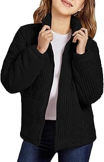 Floral Find Girls Long Sleeve Winter Jacket Coats Zip Up Stand Collar Corduroy Quilted Outerwear Jackets with Pocket