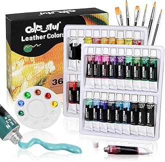 Colorful Acrylic Leather Paint for Shoe Painting- 36 Colors Leather Paint for Bag & Wallet Decor, Leather Jacket Care, Crafts DIY & Customizing Leather Projects