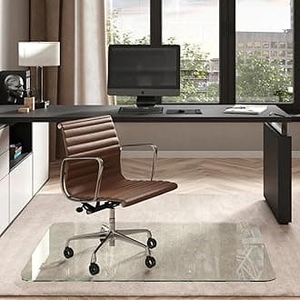 Vitrazza Glass Chair Mat 46” x 60” Superior ¼ Thick, Chiaro Standard Clear, Certified Tempered Safety Glass, Delivers a Smooth Glide, Protects Carpet or Wood, Beautiful in Home or Office.