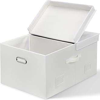 75 Quarts Extra Large Decorative Storage Bins with Lids, 1 Pack White Collapsible Storage Bins with Lids, Stackable Storage Bins Decorative Box Storage With Lid Extra Large