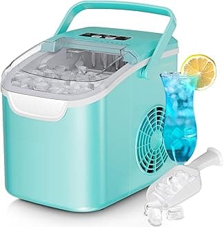Countertop Ice Maker, 26 lbs/Day ice Production, 2 Sizes, 8 ice Cubes in 6 Minutes - Portable Mini, Energy Efficient, with Basket/Scoop for Home/Party/Travel/Camping/Bar