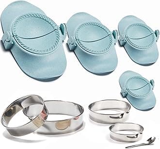 Empanada Maker Press, 6-Inch Extra Large Dumpling Maker Set with Dough Cutter, Dumpling Mold Set for Pierogi, Pastelitos, Calzone, Turnovers, Chinese Dumpling 4Sizes-Blue (6"/4"/3"/2.6")