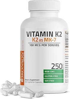 Bronson Vitamin K2 as MK-7 Menaquinone 100 mcg Non-GMO, 250 Capsules