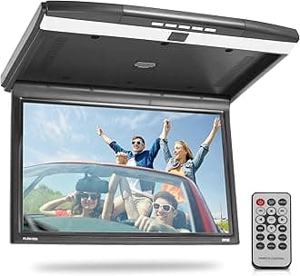 15.6-Inch Overhead Flip-Down Car Monitor - Hi-Res 1680x800p Widescreen Car Roof Mount Monitor, Vehicle Flip Down Overhead Screen w/IR, FM Transmitter, USB/SD, HDMI, AV, Stereo Speaker -PLRV1525