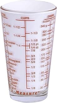 Kolder 26100 Mix N Measuring Jar, Heavy Glass, Multi-Purpose Fluid, 6 Units of Measurement, Red, Pressure