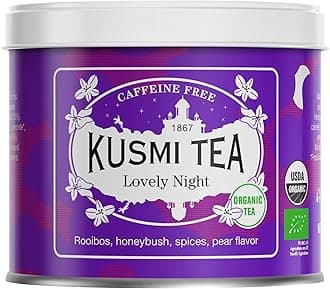 Lovely Night - Organic Herbal Tea - Rooibos Herbal Tea with Honeybush, Pear, Licorice & Linden - Caffeine Free Tea - Loose Leaf Tea - Tin Box of 3.5 oz - Quantity for about 50 cups