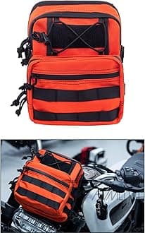 Motorcycle Universal Club Style Utility Molle Traveller Bar Handlebar T-Bar Bag Handle Bags, Fit For Harley Dyna Street Bob FXBB Softail Sportster, Tool Pouch Trunk Storage Bag, Ba-ja Orange