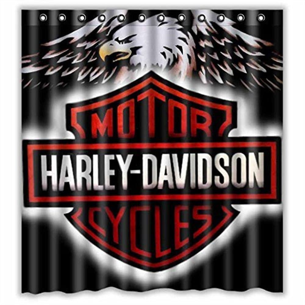Saoor Harley Davidson Logo Pattern Fashion Custom Waterproof Polyester Fabric Bathroom Shower Curtain with 12 Hooks 60"(w) x 72"(h)- Bathroom Décor