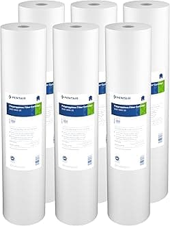 Pentair Pentek DGD-5005-20 Big Blue Water Filter, 20-Inch Whole House Sediment Filter Cartridge Replacement, Dual-Gradient Density Spun Polypropylene, 20" x 4.5", 5 Micron, Pack of 6, White