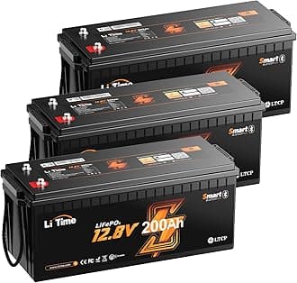 Litime 3Packs 12V 200Ah LiFePO4 Lithium Deep Cycle Battery Bluetooth, Low-Temp Protection, 2560Wh Energy Max. 1280W Load, Up to15000 Cycles, Perfect for RV, Solar Energy Storag