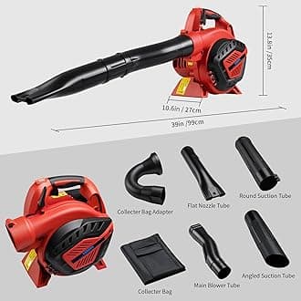 KEZERS Gas Leaf Blower,26CC 2-Cycle Handheld Leaf Blower,2-in-1 Lawn Care Tool with Leaf Blower & Vacuum,318CFM Airflow,152MPH Speed,Ideal for Cleaning Wet Leaves,Sand,Gravel and Light Snow- BL260D