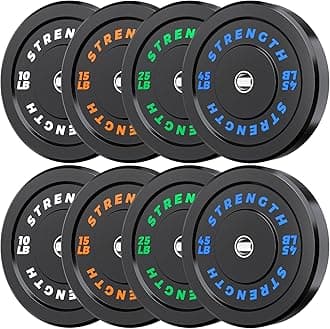 Olympic Bumper Plates Set - Virgin Rubber Weights for Strength Training 190LB-Set