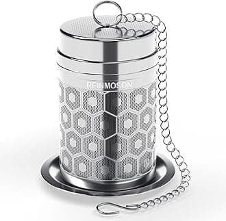 Reinmoson Tea Strainers for Loose Tea, Extra Fine Mesh Tea Infuser, 304 Stainless Steel & Updated Slim Threaded Lid, Loose Leaf Tea Steeper for Black Tea, Rooibos, etc