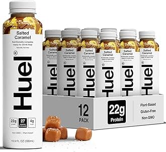 Huel Ready-to-Drink | Salted Caramel Meal Replacement Drink | High Protein Drink | Nutritionally Complete, Low Sugar, High Fiber, Plant Based, Vegan, Healthy | 22g Protein Per Bottle, 16.9 Fl Oz (12 Pack)