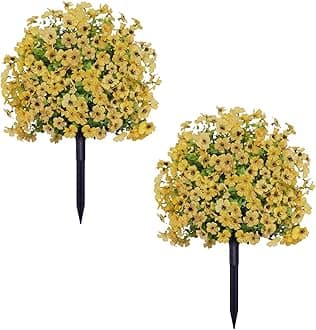 Artificial Violet Ball Topiary Trees with Ground Spikes, 2 Pack Fake Artificial Bushes Plants, Fade Resistant Faux Artificial Shrubs Tree for Indoor Outdoor Front Porch Decor 23in (G-2 Pcs)
