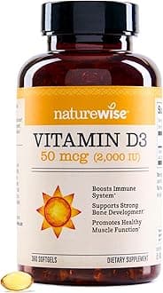 NatureWise Vitamin D3 2000iu (50 mcg) Healthy Muscle Function, and Immune Support, Non-GMO, Gluten Free in Cold-Pressed Olive Oil, Packaging Vary (Mini Softgel), 360 Count(Pack of 1)