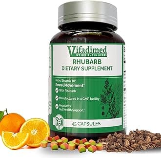 Rhubarb,Gut Motility Activator for Bowel Movement and Regularity,Constipation Relief,Bloating & Gas Relief,Mucus Production Assist,Lining & Microbiome Support, 45 Capsules