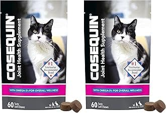 Nutramax Cosequin for Cats Joint Health Supplement, Contains Glucosamine for Cats, Plus Chondroitin_and Omega-3s, Supports Joint and Skin and Coat Health, Soft Chews, 60 Count (Pack of 2)