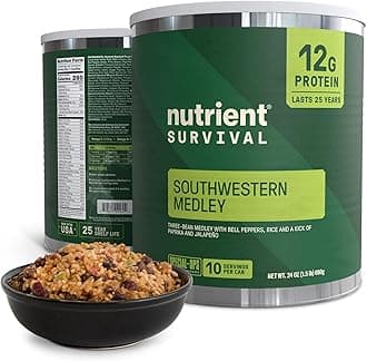 Southwestern Medley High Protein Meal (10 Servings) Freeze Dried Prepper Supplies & Emergency Food Supply, 40 Essential Nutrients, Shelf Stable Up to 25 Years, One Can