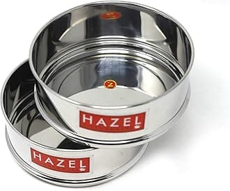 Hazel Alfa Stainless Steel Stackable Seperator, Cooker Dabba for 5 LTR Pressure Cooker - 15 cm, Set of 2