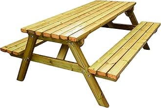 MG Timber Heavy Duty Premium, A-frame Picnic table, Bench. Made From Pressure Treated Swedish Redwood (SQ CORNERS, 6FT)