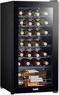 Baridi 28 Bottle Wine Cooler Fridge with Digital Touch Screen Controls & LED Light, Black - DH10