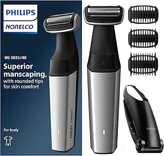 Philips Bodygroom Series 5000, Showerproof Groin and Body Trimmer, Close and Comfortable Shave, Complete Body Grooming Including Back, 60 Min. Runtime, Model BG5025/40