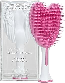 Hair Extension Brush - Anti Static Soft Bristle Paddle Brush for Straight or Wavy Hair - Wings Shower & Blow Drying Detangler Hairbrushes for Women - Gloss White & Pink