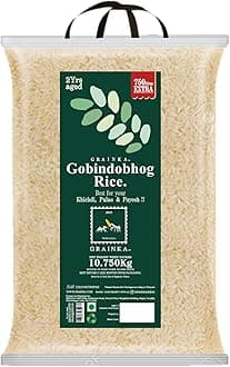 2021 BHARAT INDIA GRAINKA Gobindobhog Rice || 10.750 Kg || Premium Aged Aromatic Rice || Ideal for Khichdi, Pulao & Traditional Dishes || Naturally Fragrant & Flavourful
