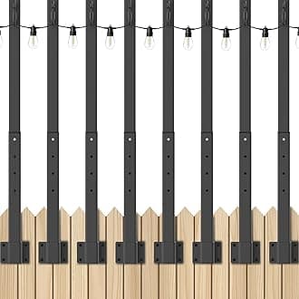 8 Pack String Light Poles,2.8 Ft Light Poles for Outside String Lights,Outdoor Lights Pole with Fork,Metal Poles Stand for Patio Deck Backyard (2.8FT 8 Pack)