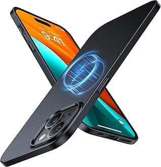 TORRAS Magnetic Slim Fit for iPhone 15 Case,Compatible with MagSafe,Ultra Thin Case Case,Matte Hard PC Velvety Touch & Anti-Scratch Protective Cover Phone Case,Black,6.1 inch
