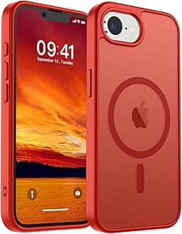 SUPFINE Magnetic for iPhone 16e Case 2025 (Compatible with MagSafe)(Military Grade Drop Protection) Slim Translucent Matte Shockproof with Anti-Fingerprint Phone Case,Red