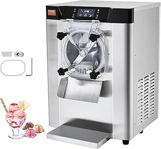 VEVOR Commercial Ice Cream Machine, 12 L/H Yield, 1713W Single Flavor Countertop Hard Serve Ice Cream Maker, 4.5L Stainless Steel Cylinder, LED Panel Auto Clean Pre-cooling, for Restaurant Snack Bars