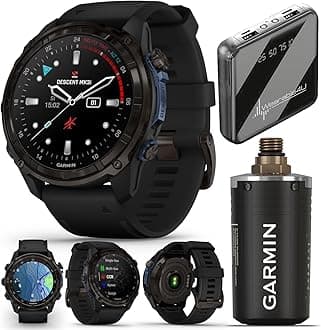 Garmin Descent Mk3 & Mk3i 51 mm & 43 mm w/T2 Transceiver: Titanium Dive Computer | Up to 25 Days Battery Life, AMOLED Display, GPS Smartwatch & Gift Bundle (010-02752-10)