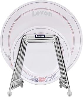 LEVON Stainless Steel Plate Rack | Dish Rack | Plate Stand | Dish Stand | Lid Holder Utensil Rack For Kitchen - Size (140 X 320 X 130 mm) | Special Nano Coating, Free Standing, Tiered Shelf