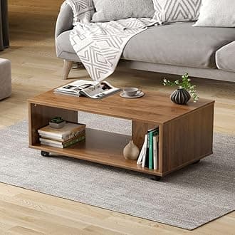 Wakefit Coffee Table | 1 Year Warranty | Center Table, Tea Table, Center Table for Living Room, Coffee Table for Living Room, Engineered Wood (Leonis - Columbian Walnut)